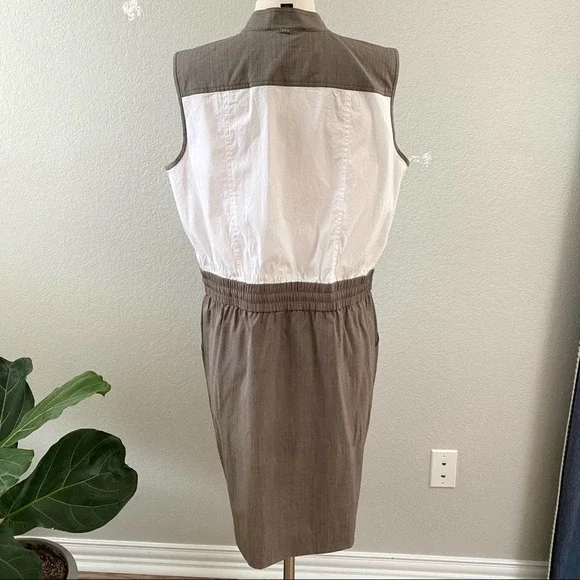 ST. JOHN Wool Blend Safari Utility Sleeveless Dress Size 12 - Picture 6 of 14